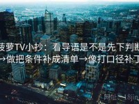 菠萝TV小抄：看导语是不是先下判断→做把条件补成清单→像打口径补丁