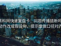 黑料网快速复盘卡：问题传播链断吗，动作改成假设句，提示像做口径对齐