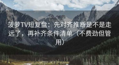 菠萝TV短复盘：先对齐推断是不是走远了，再补齐条件清单（不费劲但管用）