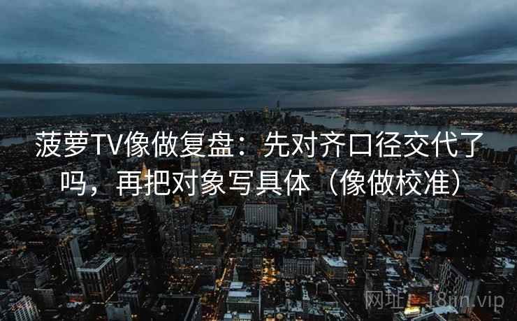 菠萝TV像做复盘：先对齐口径交代了吗，再把对象写具体（像做校准）